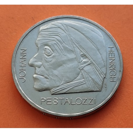 SUIZA 5 FRANCOS 1977 JOHANN PESTALOZZI KM.55 MONEDA DE NICKEL SC- Switzerland 5 Francs Franken