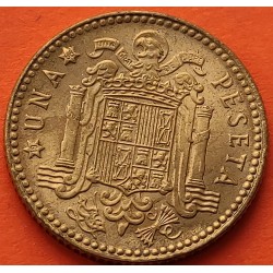 ESPAÑA 1 PESETA 1963 * 19 66 FRANCISCO FRANCO y AGUILA KM.775 MONEDA DE LATON SC Imperfecciones Estado Español R/2