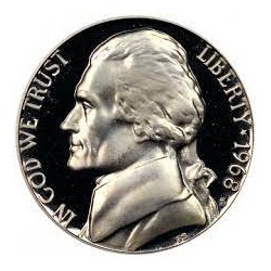 USA 5 CENTS 1968 S JEFFERSON NICKEL PROOF US MINT