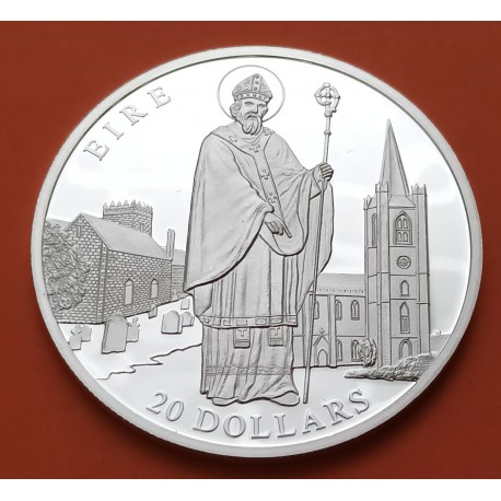 LIBERIA 20 DOLARES 2001 EIRE SAN PATRICIO PATRON DE IRLANDA KM.641 MONEDA DE PLATA PROOF silver coin