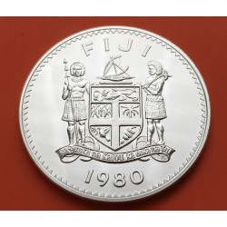 . Tirada 3.000 FIJI 10 DOLARES 1980 PRINCIPE CARLOS 10 AÑOS DE INDEPENDENCIA KM.46 MONEDA DE PLATA PROOF Fidji