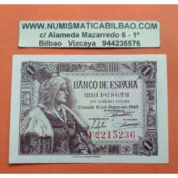 1 PESETA 1945 JUNIO 15 REINA ISABEL SIN SERIE 688 EBC ESPAÑA