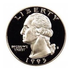ESTADOS UNIDOS 1/4 DOLAR 1992 S WASHINGTON PROOF NICKEL QUARTER