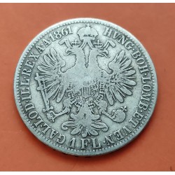 AUSTRIA 1 FLORIN 1861 A Emperador FRANZ JOSEPH I y AGUILA KM.2219 MONEDA DE PLATA MBC- Österreich silver