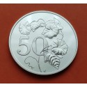 @RARA@ CAYMAN 50 CENTAVOS 1987 FLOR MORNING GLORY KM.71 MONEDA DE PLATA PROOF Cayman Islands 1/2 Dollar silver