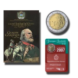 .SAN MARINO 2€ EUROS 2007 AÑO DE GARIBALDI ESTUCHE @RARA@