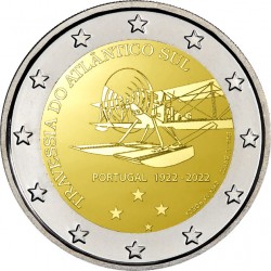 . 1 moneda x PORTUGAL 2 EUROS 2022 AVION TRAVESIA DEL ATLANTICO SUR SC 1ª MONEDA CONMEMORATIVA Euro coin