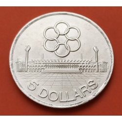 SINGAPUR 5 DOLARES 1973 SEAP ASIAN GAMES AROS KM.10 MONEDA DE PLATA SC- Singapore silver coin R/2