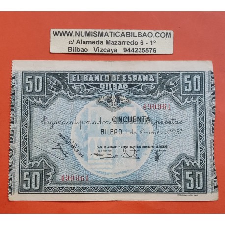 BILBAO 50 PESETAS 1937 CAJA DE AHORROS y MONTE DE PIEDAD MUNICIPAL DE BILBAO 490961 BILLETE EBC- EUZKADI Pick S.564 España