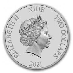 @RARA - 1 ONZA 2021@ NIUE 2 DOLARES 2021 BATMAN DC COMICS THE JUSTICE LEAGUE MONEDA DE PLATA PURA 999 silver OZ