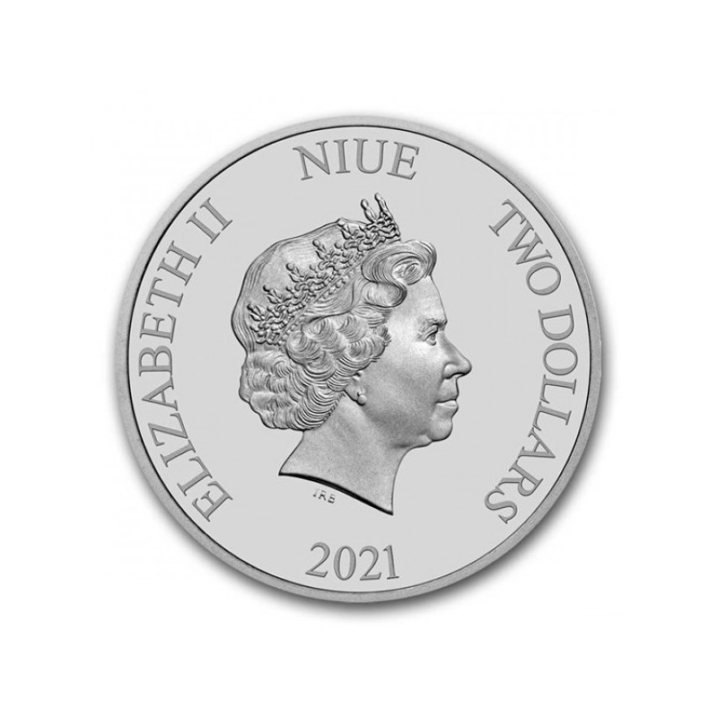 . @RARA - 1 ONZA 2021@ NIUE 2 DOLARES 2021 WONDER WOMAN DC COMICS THE JUSTICE LEAGUE 2ª MONEDA DE PLATA PURA OZ cápsula