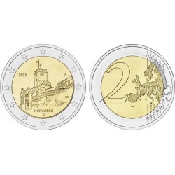 . 1 moneda ALEMANIA 2 EUROS 2022 THURINGEN Castillo de Wartburg @CECA AL AZAR@ CONMEMORATIVA SC Germany BRD Euro 2€