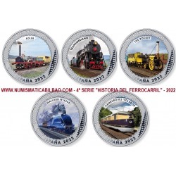 . @ENVIO HOY@ 5 monedas x 4ª SERIE ESPAÑA 1,50 EUROS 2022 HISTORIA DEL FERROCARRIL NICKEL 7.000 uds