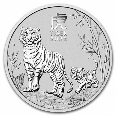 . 1 aacoin AUSTRALIA 2 DOLARES 2022 AÑO DEL TIGRE Perth Mint Serie Lunar 4ª MONEDA DE PLATA SC Year of the TIGER ONZAS