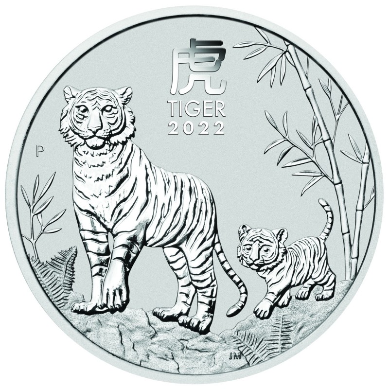 . 1 aacoin AUSTRALIA 2 DOLARES 2022 AÑO DEL TIGRE Perth Mint Serie Lunar 4ª MONEDA DE PLATA SC Year of the TIGER ONZAS