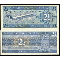 ANTILLAS HOLANDESAS 2,50 GULDEN 1970 AVION AEROLINEAS ALM Pick 21 BILLETE SC Netherland Antilles 2 1/2 Gulden UNC BANKNOTE