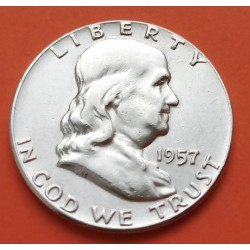 ESTADOS UNIDOS 1/2 DOLAR 1957 P BENJAMIN FRANKLIN KM.163 MONEDA DE PLATA MBC+/EBC- Half Dollar silver R/2