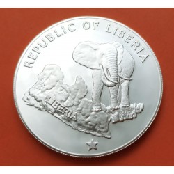 LIBERIA 5 DOLARES 1973 ELEFANTE AFRICANO y MAPA KM.29 MONEDA DE PLATA PROOF Africa silver 0,98 ONZAS