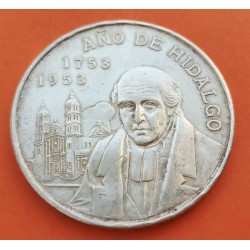 MEXICO 5 PESOS 1953 1753 AÑO DE HIDALGO KM.468 MONEDA DE PLATA 0,64 ONZAS MBC- Mejico silver coin R/1