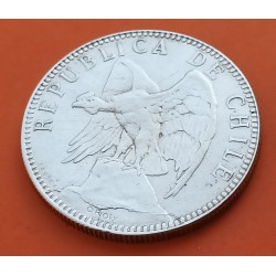 REPUBLICA DE CHILE 1 PESO 1878 So SANTIAGO CONDOR y ESCUDO KM.142.1 MONEDA DE PLATA @RARA@ Silver coin