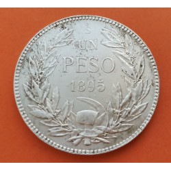 REPUBLICA DE CHILE 1 PESO 1878 So SANTIAGO CONDOR y ESCUDO KM.142.1 MONEDA DE PLATA @RARA@ Silver coin