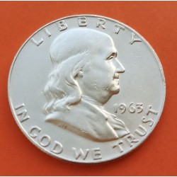 ESTADOS UNIDOS 1/2 DOLAR 1963 D BENJAMIN FRANKLIN KM.163 MONEDA DE PLATA EBC- USA Half Dollar silver