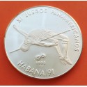 CUBA 10 PESOS 1990 SALTO DE ALTURA XI JUEGOS PANAMERICANOS KM.291MONEDA DE PLATA PROOF Caribe 1 ONZA