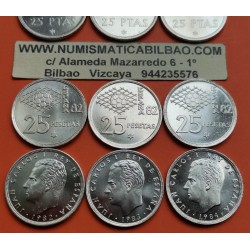 11 monedas x ESPAÑA 25 PESETAS 1975 * 76 - 77 - 78 - 79 - 80 JUAN CARLOS I + 1980 * 80 - 81 - 82 MUNDIAL + 1982+1983+1984 SC