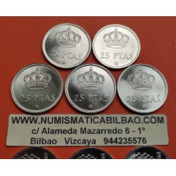 11 monedas x ESPAÑA 25 PESETAS 1975 * 76 - 77 - 78 - 79 - 80 JUAN CARLOS I + 1980 * 80 - 81 - 82 MUNDIAL + 1982+1983+1984 SC