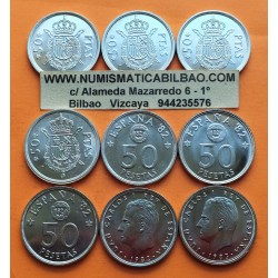 9 monedas NUEVAS x ESPAÑA 50 PESETAS 1975 * 76 - 78 - 79 - 80 JUAN CARLOS I + 1980 * 80 - 81 - 82 MUNDIAL 1982 1983