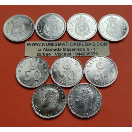 . 50 PESETAS 1975 * 76 a 1983 ESPAÑA 9 Monedas JUAN CARLOS I SC