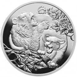 . 1 moneda x NIUE 1 DOLAR 2022 PUMA y OSO Serie PREDATORS 2ª MONEDA DE PLATA PURA cápsula ONZA OZ COUGAR & BEAR