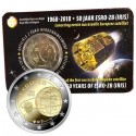 @RARA@ BELGICA 2 EUROS 2018 LANZAMIENTO DEL SATELITE ESRO 2B IRIS SC MONEDA CONMEMORATIVA EN COINCARD COIN Belgium