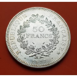 0,87 ONZAS x FRANCIA 50 FRANCOS 1977 HERCULES KM.941.1 MONEDA DE PLATA SC- France 50 Francs
