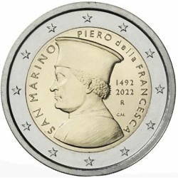 . 1 moneda x @ENVIO 5/MAYO@ SAN MARINO 2 EUROS 2022 PINTOR PIERO DELLA FRANCESCA SC 1ª CONMEMORATIVA ESTUCHE
