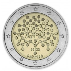 . 1 moneda x LETONIA 2 EUROS 2022 CULTURA FINANCIERA SC MONEDA CONMEMORATIVA **ESCASA** Latvia Lettonia