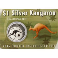 AUSTRALIA 1 DOLAR 2005 CANGURO MONEDA DE PLATA SC SILVER Kangaroo Känguru $1 Dollar OZ ONZA OUNCE @BLISTER@