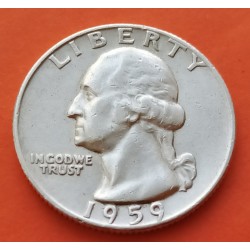 ESTADOS UNIDOS 1/4 DOLAR 1959 D PRESIDENTE GEORGE WASHINGTON KM.164 MONEDA DE PLATA MBC USA silver Quarter Dollar