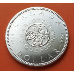 CANADA 1 DOLAR 1964 1864 CHARLOTTETOWN QUEBEC KM.58 MONEDA DE PLATA EBC $1 Dollar silver coin