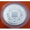 GIBRALTAR 25 PENIQUES 1977 JUBILEO DE ISABEL II MONOS KM.17 A MONEDA DE PLATA PROOF UK Colony 25 Pence Silver Jubilee CAPSULA