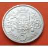 LETONIA 5 LATI 1929 DAMA y ESCUDO KM.9 MONEDA DE PLATA EBC Latvia Latvijas Republik silver coin R/2