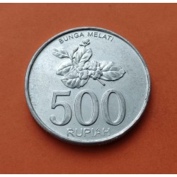 INDONESIA 500 RUPIAS 2003 FLOR NACIONAL BUNGA MELATI KM.67 MONEDA DE ALUMINIO SC-