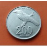 INDONESIA 200 RUPIAS 2003 PAJARO ESTONINO DE BALI JALAK KM.66 MONEDA DE ALUMINIO SC-