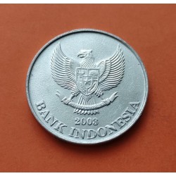 INDONESIA 200 RUPIAS 2003 PAJARO ESTONINO DE BALI JALAK KM.66 MONEDA DE ALUMINIO SC-