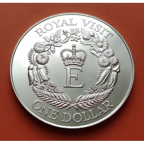 NUEVA ZELANDA 1 DOLAR 1986 VISITA REAL ISABEL II KM.56A MONEDA DE PLATA PROOF New Zealand ROYAL VISIT