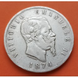 .ITALIA 5 LIRAS 1877 R VITTORIO EMANUELE II PLATA SILVER ITALY