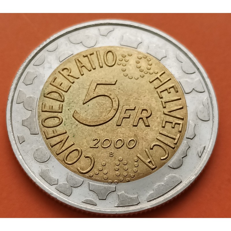 SUIZA 5 FRANCOS 2000 B CARNAVAL DE BASILEA KM.89 MONEDA BIMETALICA SC- Switzerland 5 Francs