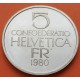 SUIZA 5 FRANCOS 1980 FERDINAND HODLER KM.59 MONEDA DE NICKEL SC- Switzerland 5 Franken