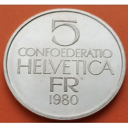 SUIZA 5 FRANCOS 1980 FERDINAND HODLER KM.59 MONEDA DE NICKEL SC- Switzerland 5 Franken