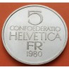 SUIZA 5 FRANCOS 1980 FERDINAND HODLER KM.59 MONEDA DE NICKEL SC- Switzerland 5 Franken